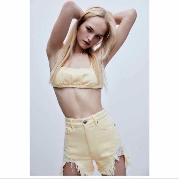 Zara Denim Bralette and Shorts Set - Picture 2 of 7